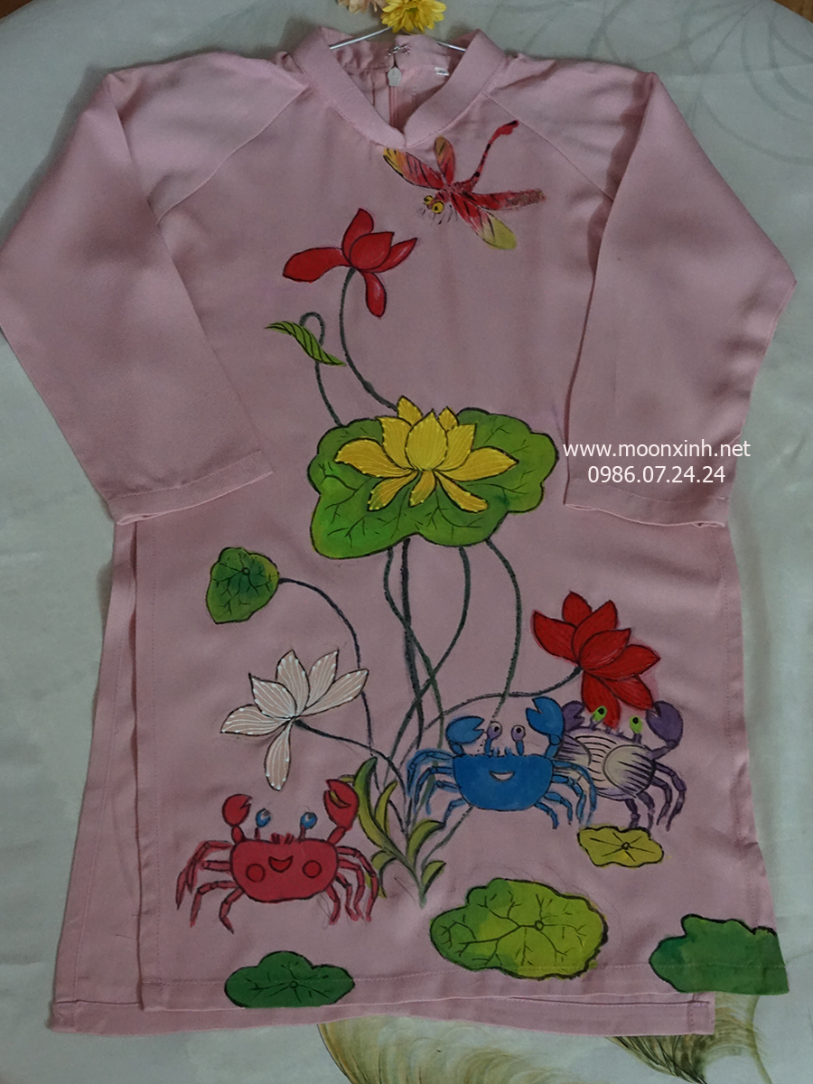 áo dài vẽ cho bé gái VBG01.2