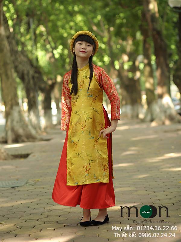 Áo dài Tấm Cám gấm Thượng Hải cho bé gái MX.72
